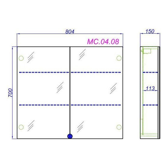 Зеркало-шкаф Aqwella Манчестер 80 см МС.04.08 фото 5