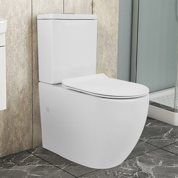 Унитаз-компакт безободковый Azario Corsa AZ-2062T с тонкой крышкой микролифт (Система смыва Торнадо) фото 14