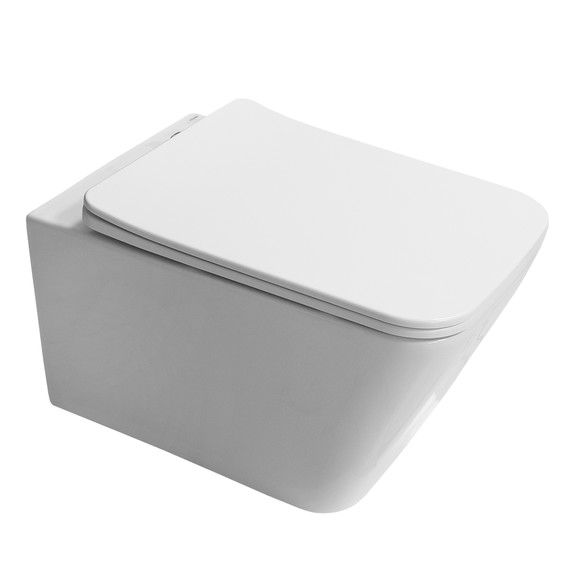 Унитаз подвесной Azario Indor AZ-9004WT с тонкой крышкой микролифт (Система смыва Торнадо) фото 3