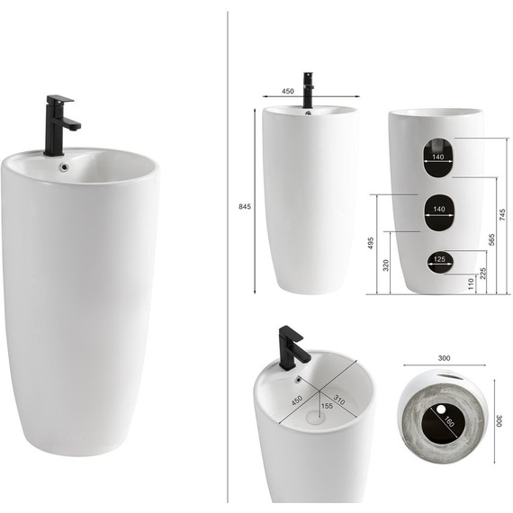 Раковина напольная Azario Teo 45 см AZ-M30149MB, чёрный фото 5