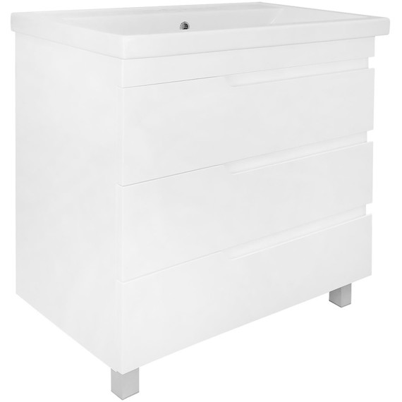 Тумба напольная с раковиной Loranto Kantri 80/3H 80 см CS00097257, белый глянцевый фото 