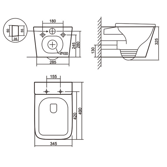 Унитаз подвесной безободковый Azario Cascad M AZ-10002 с тонкой крышкой микролифт (Система смыва Торнадо) фото 17