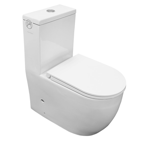 Унитаз-моноблок Azario Velluto AZ-6281 с тонкой крышкой микролифт (Система смыва Торнадо) - 2 Унитаз-моноблок Azario Velluto AZ-6281 с тонкой крышкой микролифт (Система смыва Торнадо) фото 2