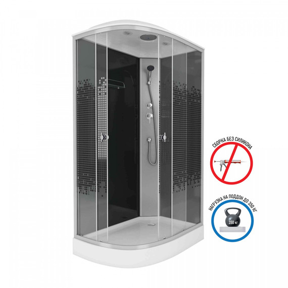 Душевая кабина Niagara 120x80 см NG-4512-14R BLACK, с мелким поддоном 13см, профиль матовый хром, стекло тонированное фото 