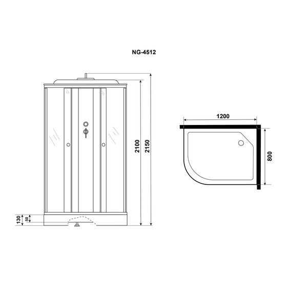 Душевая кабина Niagara Eco 120x80 см NG-4512-14L BLACK, с мелким поддоном 13 см, профиль хром матовый, стекло тонированное (безсиликоновая сборка) - 3 Душевая кабина Niagara Eco 120x80 см NG-4512-14L BLACK, с мелким поддоном 13 см, профиль хром матовый, стекло тонированное (безсиликоновая сборка) фото 3