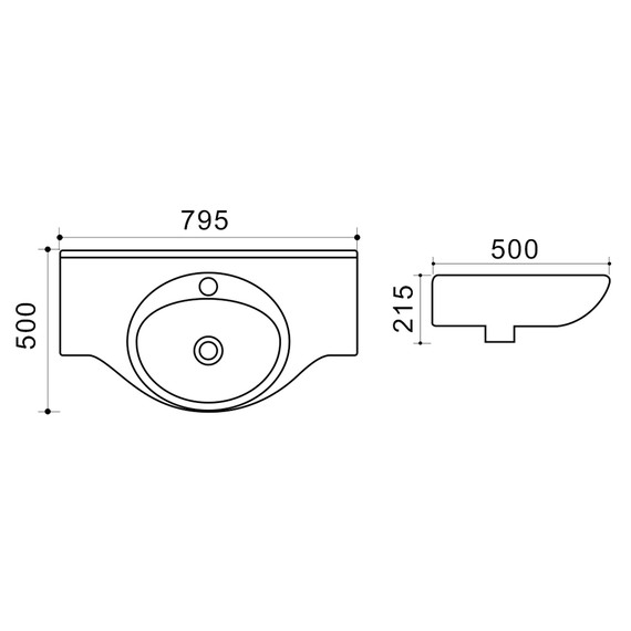 Раковина подвесная Azario 80 см TEO-80 фото 2