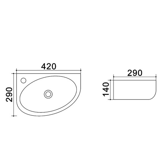 Раковина подвесная Azario 42 см AZ-4519-A фото 2