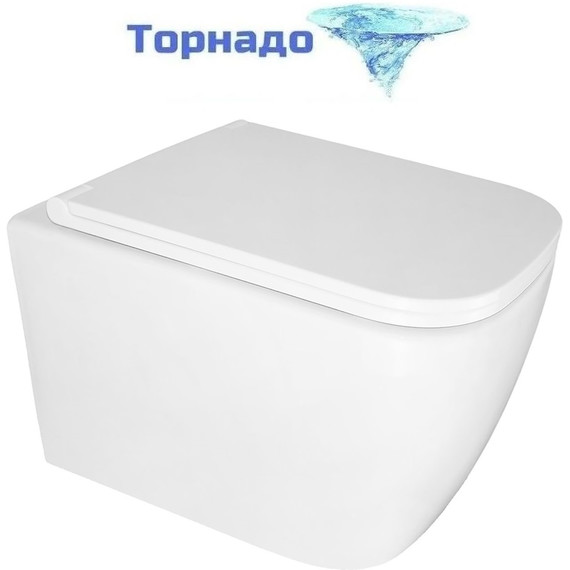 Унитаз подвесной безободковый Azario Legenda AZ-2305-AS с тонкой крышкой микролифт (Система смыва Торнадо) фото 