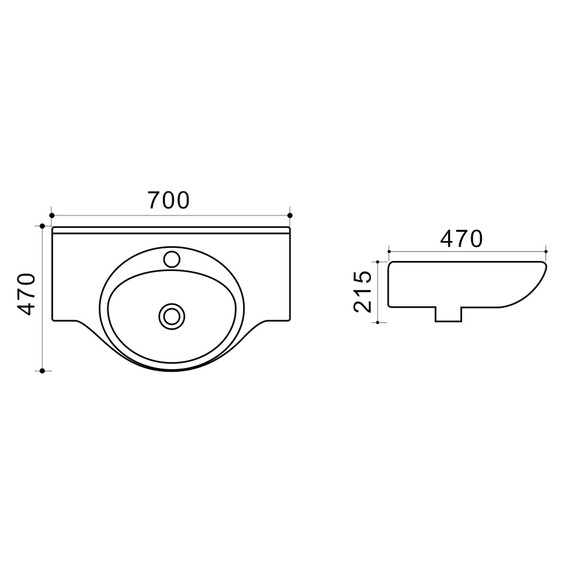 Раковина подвесная Azario 70 см TEO-70 фото 2