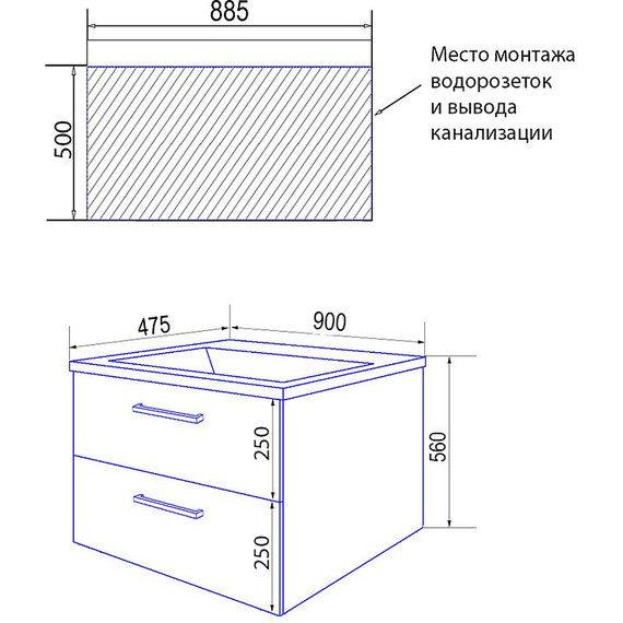 Тумба подвесная с раковиной Azario Ника 90 см CS00089922, белый матовый - 5 Тумба подвесная с раковиной Azario Ника 90 см CS00089922, белый матовый фото 5
