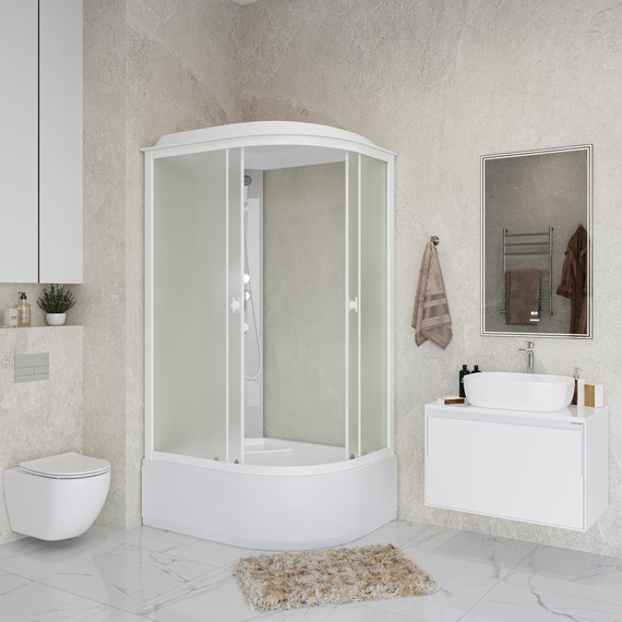 Душевая кабина Niagara Promo 90x70 см P90/70/40L/MT, с высоким поддоном 40 см, профиль белый, стекло матовое (безсиликоновая сборка) фото 5