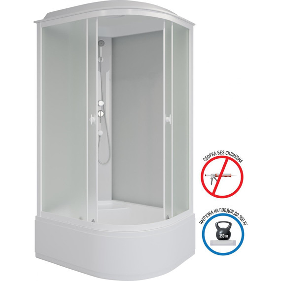 Душевая кабина Niagara Promo 90x70 см P90/70/40L/MT, с высоким поддоном 40 см, профиль белый, стекло матовое (безсиликоновая сборка) фото 3