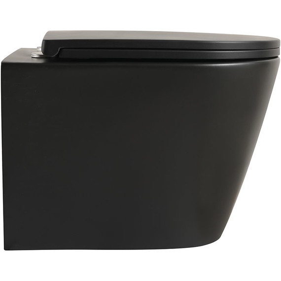 Унитаз подвесной безободковый Veconi Ando VAN-48TB (Система смыва торнадо) с тонкой крышкой микролифт, чёрный матовый фото 9