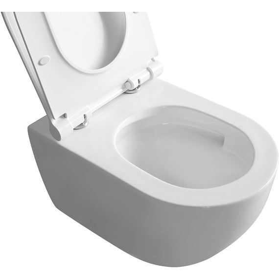 Унитаз подвесной безободковый Veconi Ento VEN-52T (Система смыва торнадо) с тонкой крышкой микролифт фото 2