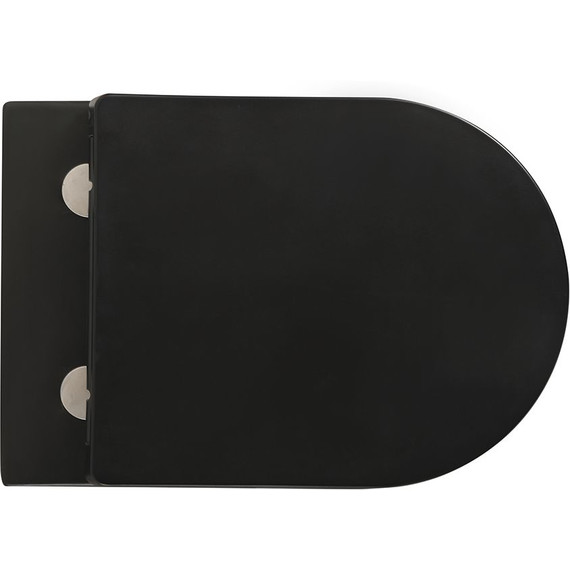 Унитаз подвесной безободковый Veconi Ento VEN-52TB (Система смыва торнадо) с тонкой крышкой микролифт, чёрный матовый фото 4