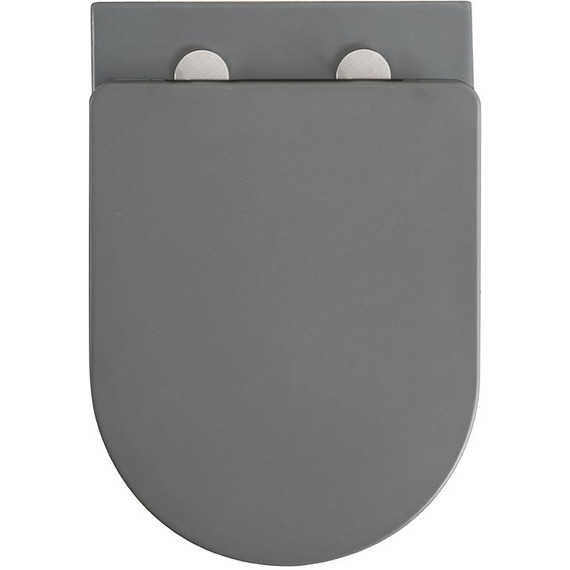 Унитаз подвесной безободковый Veconi Ento VEN-52TGR (Система смыва торнадо) с тонкой крышкой микролифт, серый матовый фото 4