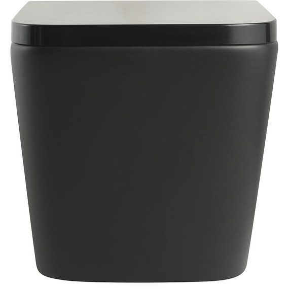 Унитаз подвесной безободковый Veconi Pulo VPU-51TB (Система смыва торнадо) с тонкой крышкой микролифт, чёрный матовый фото 3