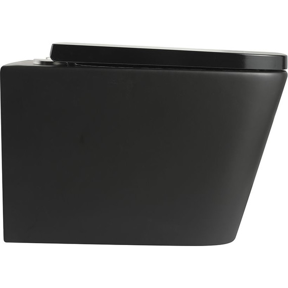 Унитаз подвесной безободковый Veconi Pulo VPU-51TB (Система смыва торнадо) с тонкой крышкой микролифт, чёрный матовый фото 4