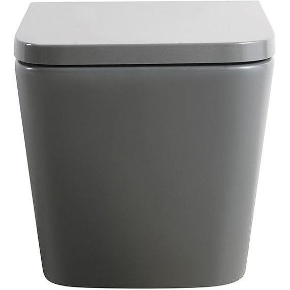 Унитаз подвесной безободковый Veconi Pulo VPU-51TGR (Система смыва торнадо) с тонкой крышкой микролифт, серый матовый фото 2