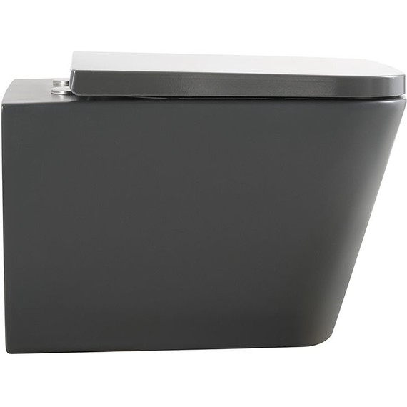 Унитаз подвесной безободковый Veconi Pulo VPU-51TGR (Система смыва торнадо) с тонкой крышкой микролифт, серый матовый фото 4