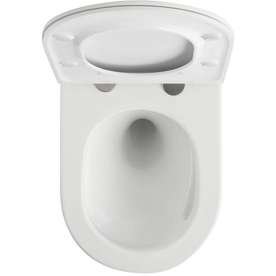 Унитаз подвесной безободковый Veconi Rino VRI-49T (Система смыва торнадо) с тонкой крышкой микролифт фото 3