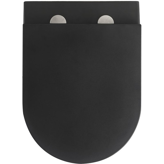 Унитаз подвесной безободковый Veconi Rino VRI-49TB (Система смыва торнадо) с тонкой крышкой микролифт, чёрный матовый фото 5