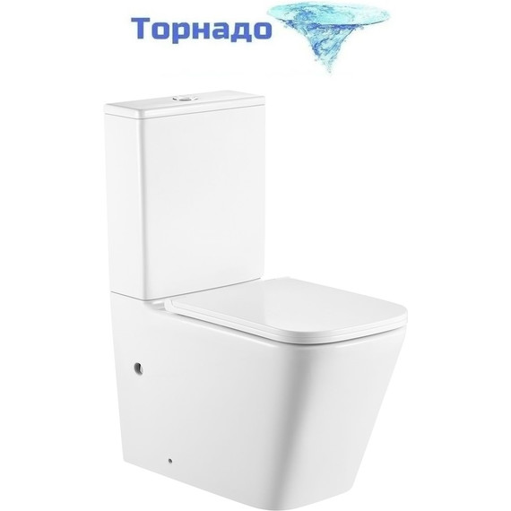 Унитаз-компакт безободковый Azario Terra AZ-6003-A с тонкой крышкой микролифт (Система смыва Торнадо) фото 