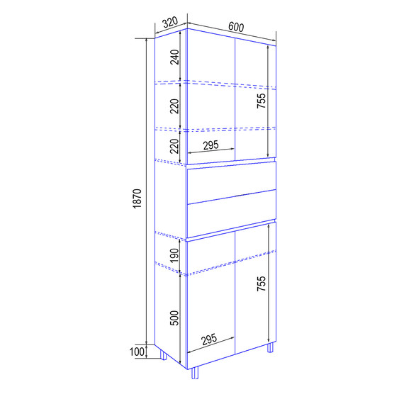 Пенал напольный Azario Эстима 60 см CS00094565, графит - 5 Пенал напольный Azario Эстима 60 см CS00094565, графит фото 5