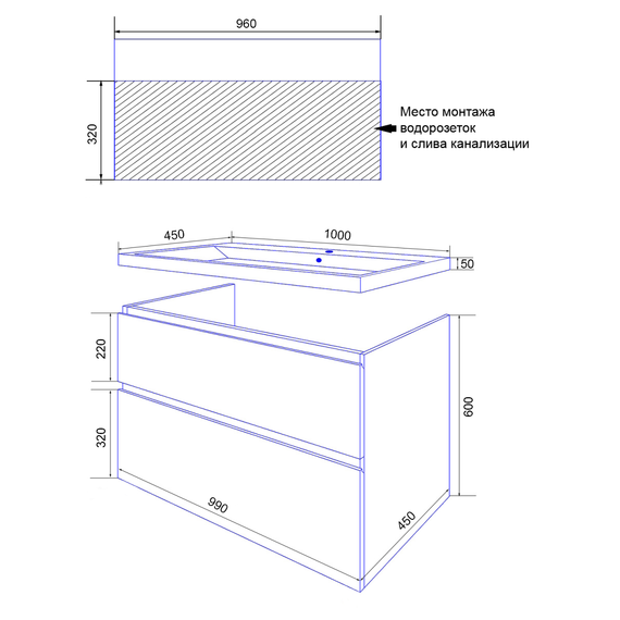 Тумба подвесная с раковиной Azario Viola 100 см CS00097150, бежевый - 8 Тумба подвесная с раковиной Azario Viola 100 см CS00097150, бежевый фото 8