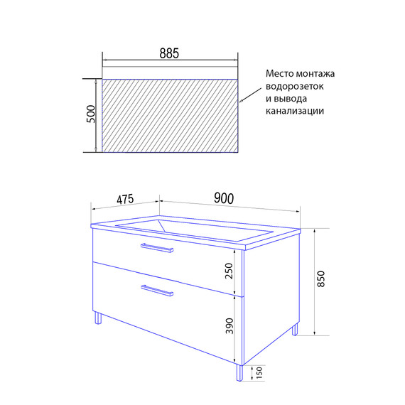 Тумба напольная с раковиной Azario Ника 90 см CS00089956, белый матовый - 7 Тумба напольная с раковиной Azario Ника 90 см CS00089956, белый матовый фото 7