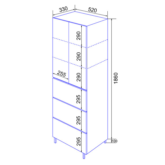 Пенал напольный Azario Эстима 50 см CS00094563, графит - 4 Пенал напольный Azario Эстима 50 см CS00094563, графит фото 4