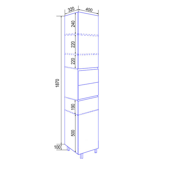 Пенал напольный Azario Эстима 40 см R CS00094561, графит - 5 Пенал напольный Azario Эстима 40 см R CS00094561, графит фото 5