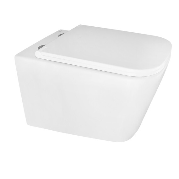 Унитаз подвесной безободковый Azario Cascad AZ-2303-A с тонкой крышкой микролифт (Система смыва Торнадо) фото 2