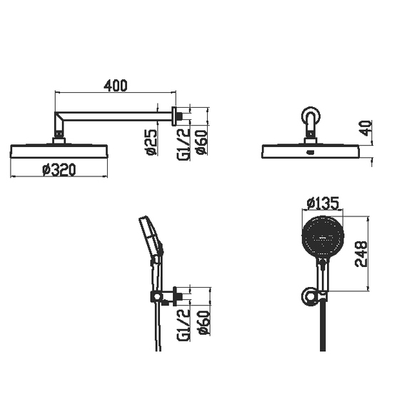 Душевая система для ванны Boheme Cell 427-B + 135-3-B + 625-B (со скрытой частью) чёрный фото 3