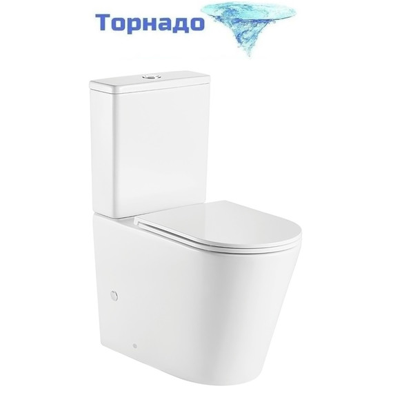 Унитаз-компакт безободковый Azario Vetro AZ-2149-UQ1 с тонкой крышкой микролифт (Система смыва Торнадо) фото 