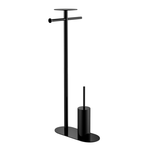 Стойка с полотенцедержателем и ёршиком Boheme Venturo 10953-B, цвет чёрный -  Стойка с полотенцедержателем и ёршиком Boheme Venturo 10953-B, цвет чёрный фото