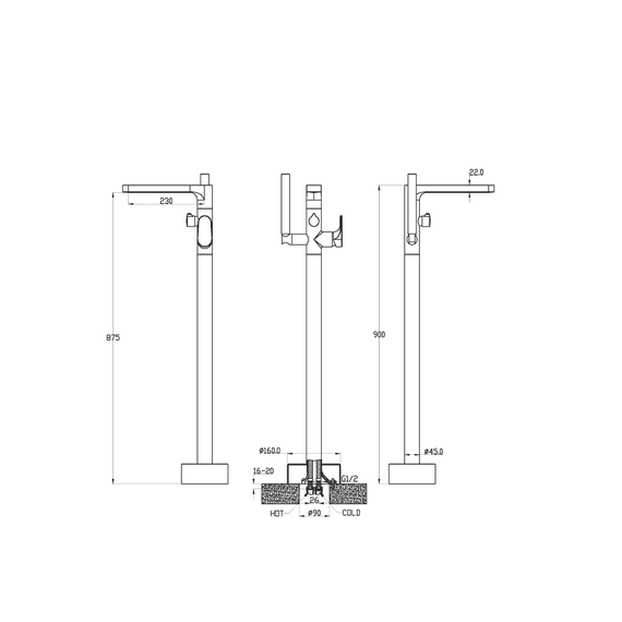 Смеситель для ванны напольный Boheme Spectre 459-GM, графит фото 3