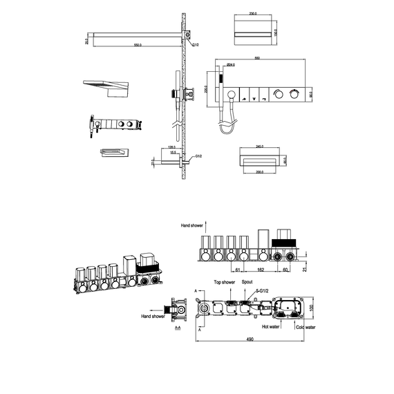 Душевая система для ванны с термостатом Boheme Zodiac 133-2-GM, графит - 2 Душевая система для ванны с термостатом Boheme Zodiac 133-2-GM, графит фото 2