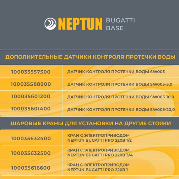 Система защиты от протечек воды 1/2 Нептун Neptun Bugatti Base 2 крана, 3 проводных датчика 100035530000 фото 8