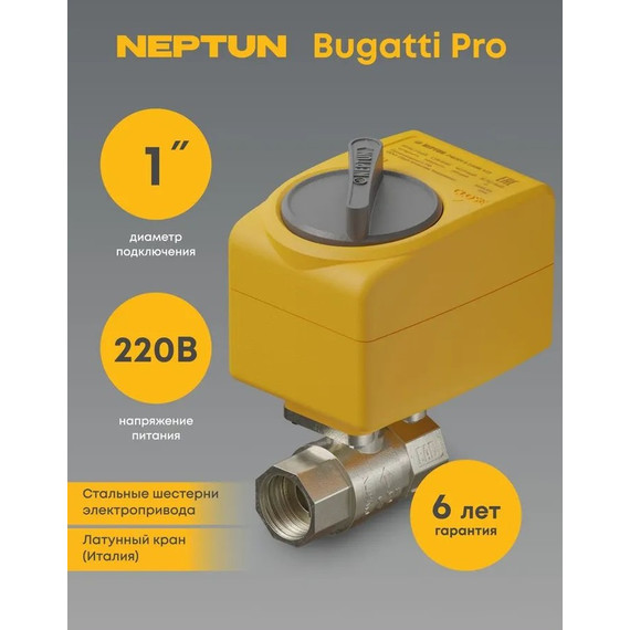 Кран шаровой с электроприводом Neptun Bugatti Pro 220В 1 Нептун Бугатти 100035616600 фото 