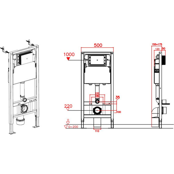 Инсталляция с подвесным безободковым унитазом AN Navi сиденье микролифт, крепление (система смыва Торнадо) фото 22