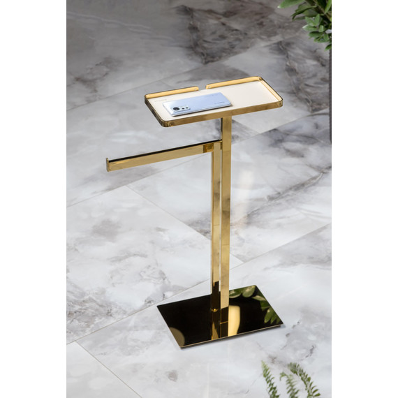 Стойка с полотенцедержателем и полкой Boheme 10952-G, цвет золото фото 2