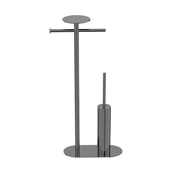 Стойка с полотенцедержателем и ёршиком Boheme Venturo 10953-SGM, цвет графит глянцевый -  Стойка с полотенцедержателем и ёршиком Boheme Venturo 10953-SGM, цвет графит глянцевый фото