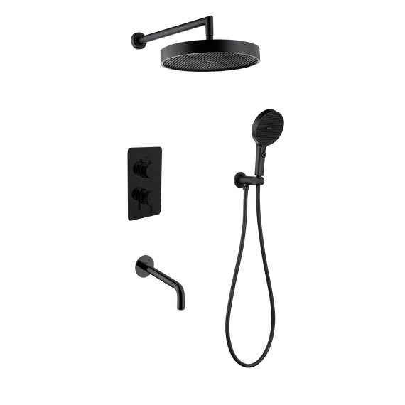 Душевая система для ванны Boheme Cell 427-B + 135-3-B + 625-B (со скрытой частью) чёрный фото 