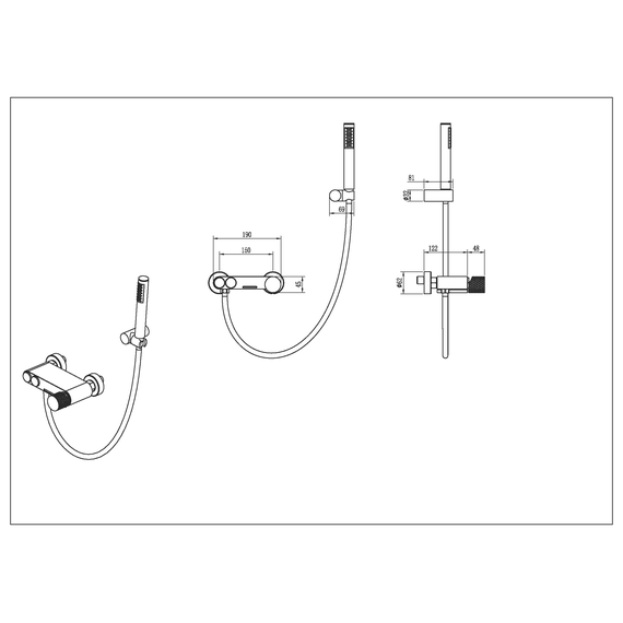 Смеситель для ванны Boheme Stick 123-SGM.2, графит глянцевый фото 2