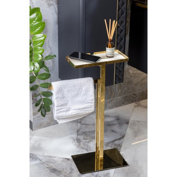 Стойка с полотенцедержателем и полкой Boheme 10952-G, цвет золото фото 3