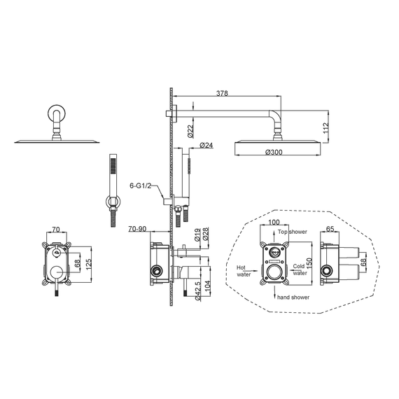 Душевая система для душа Boheme Uno 464-GM, графит фото 2