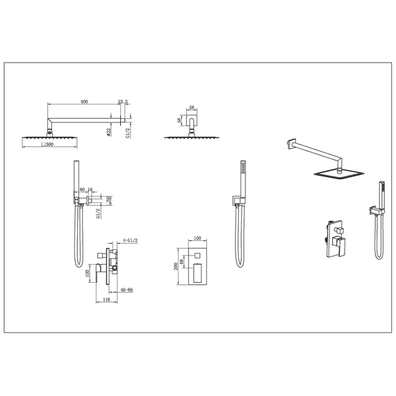 Душевая система для душа Boheme Qubic 474-3-G, золото фото 3