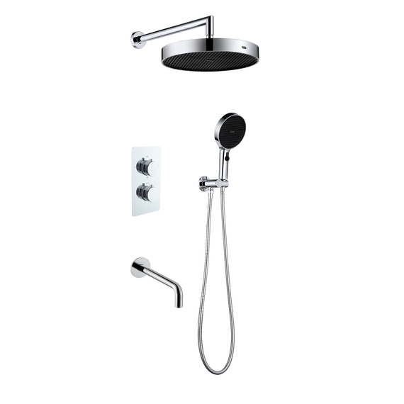 Душевая система для ванны с термостатом Boheme Cell 427-CR  + 134-3-CR + 625-CR (со скрытой частью) фото 