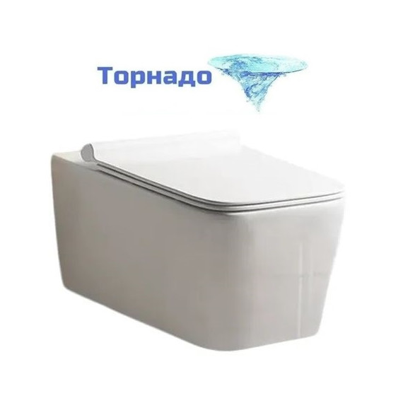 Унитаз подвесной безободковый Cerutti SPA Viola Aria Tornado 10583 с тонкой крышкой микролифт (система смыва Торнадо) фото 